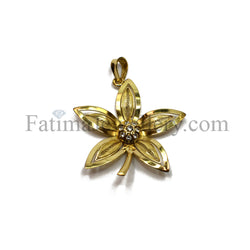 Pendant - Gold Flower With Stones