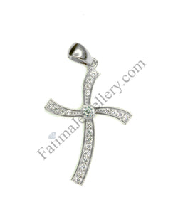 Pendant -White Gold Cross with Stones