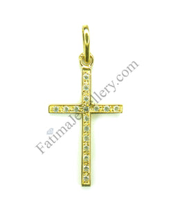 Pendant - Yellow Cross with stones